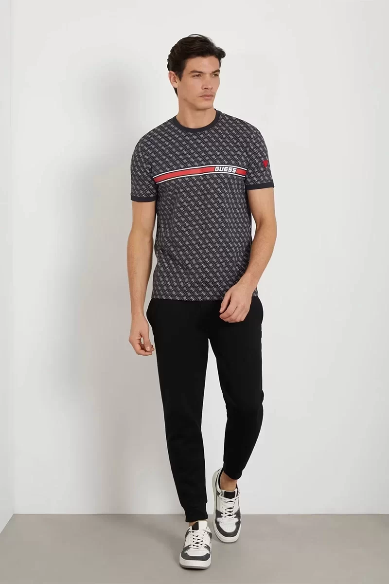Guess Erkek Jamey Siyah Tamamı 4G Logolu T-Shirt