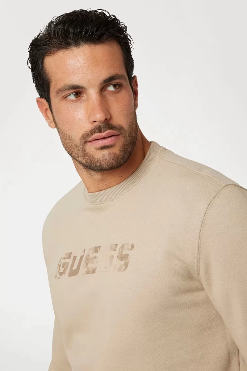 Guess Keıd Cn Sweatshırt Erkek Bej Sweatshirt Z4BQ18KCEA0-G1CA