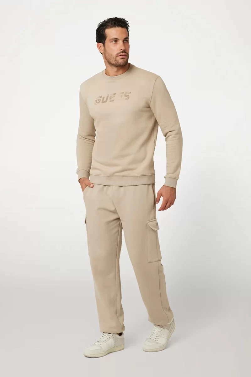 Guess Keıd Cn Sweatshırt Erkek Bej Sweatshirt Z4BQ18KCEA0-G1CA