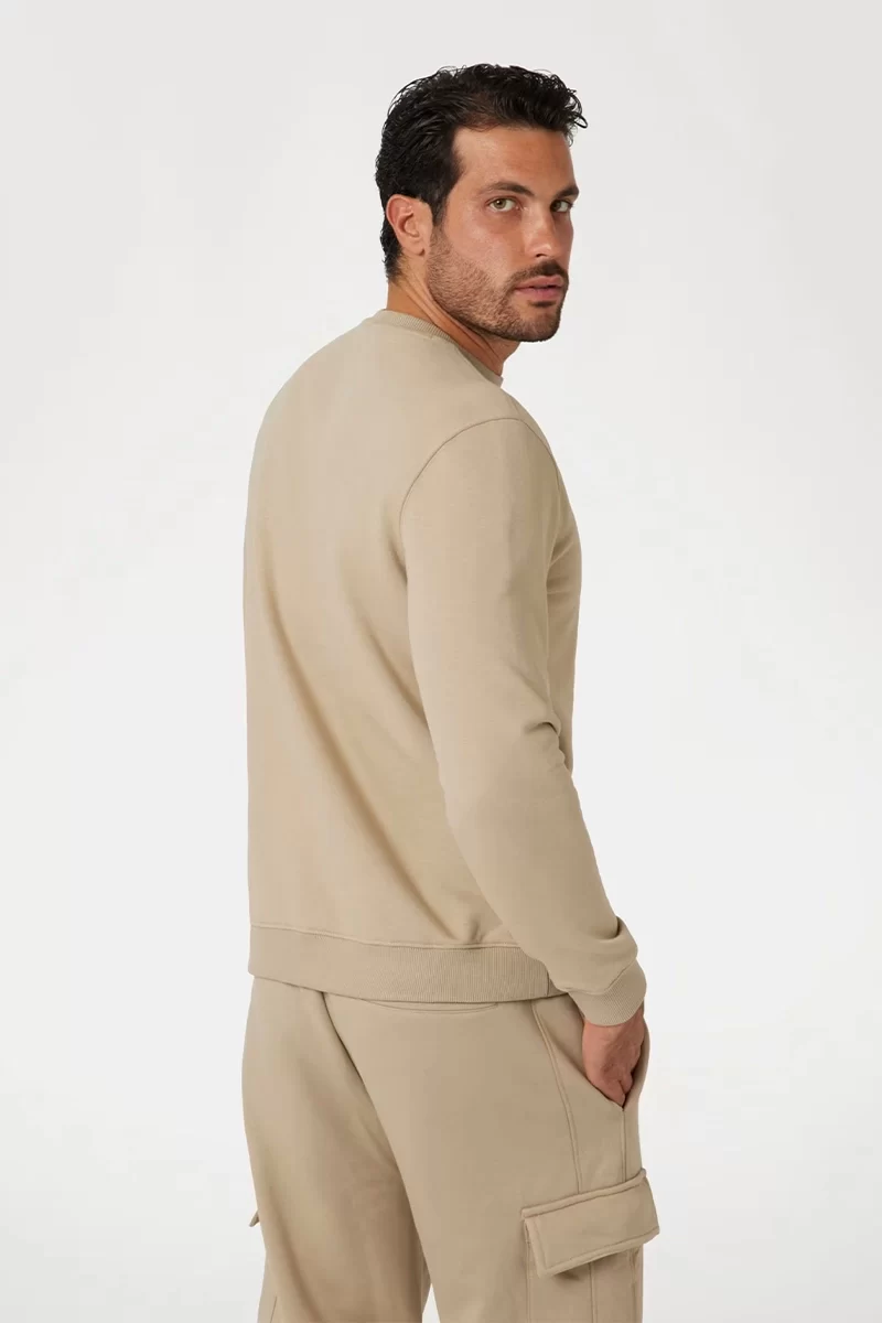 Guess Keıd Cn Sweatshırt Erkek Bej Sweatshirt Z4BQ18KCEA0-G1CA