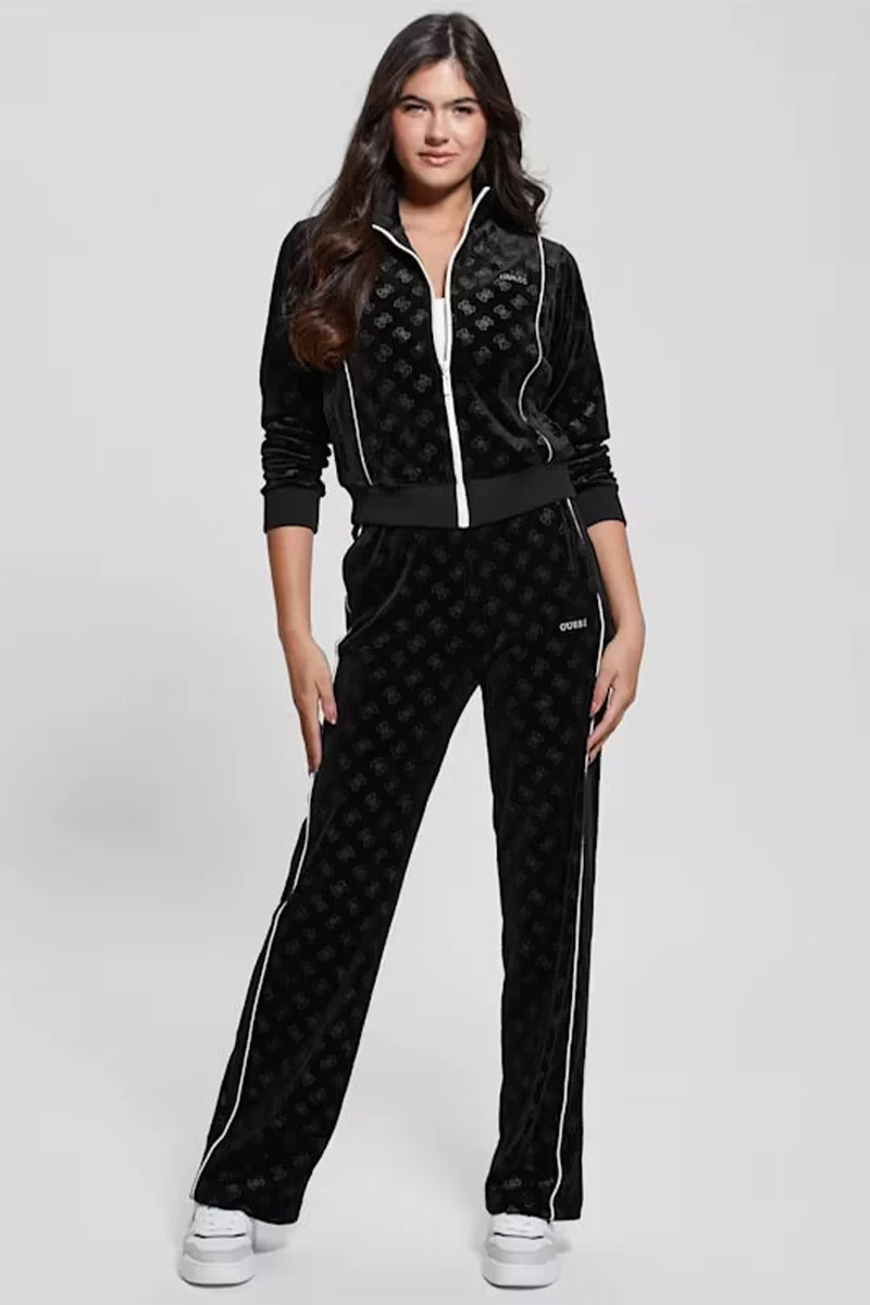 Guess Krıssy Full Zıp Sweatshırt Kadın Siyah Sweatshirt V4BQ04KCHS2-P9YP