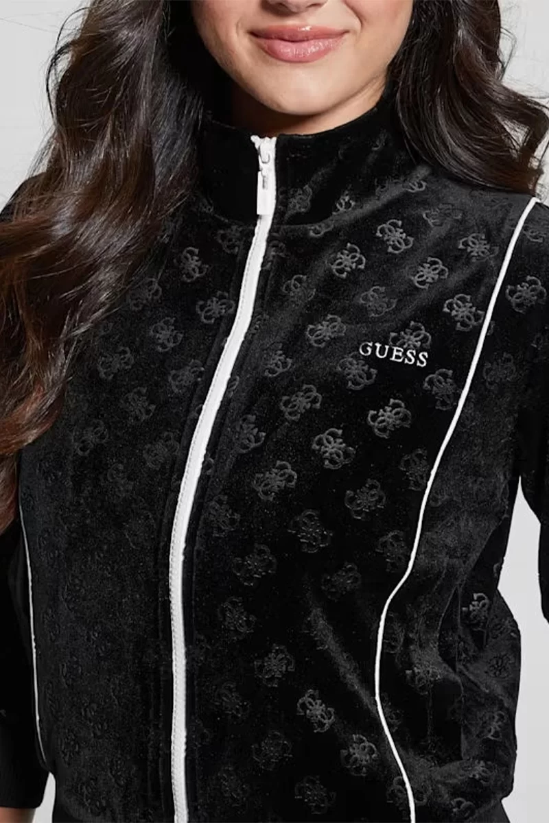 Guess Krıssy Full Zıp Sweatshırt Kadın Siyah Sweatshirt V4BQ04KCHS2-P9YP