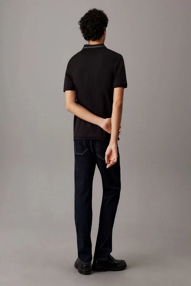 Calvin Klein Erkek Siyah Şerit Detaylı Polo Yaka T-shirt