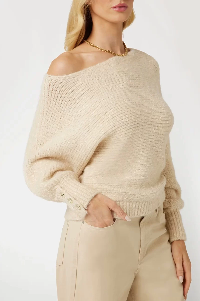 Guess Ls Off Shldr Isla Swtr Kadın Ekru Kazak W4BR67Z3JL0-F1CY