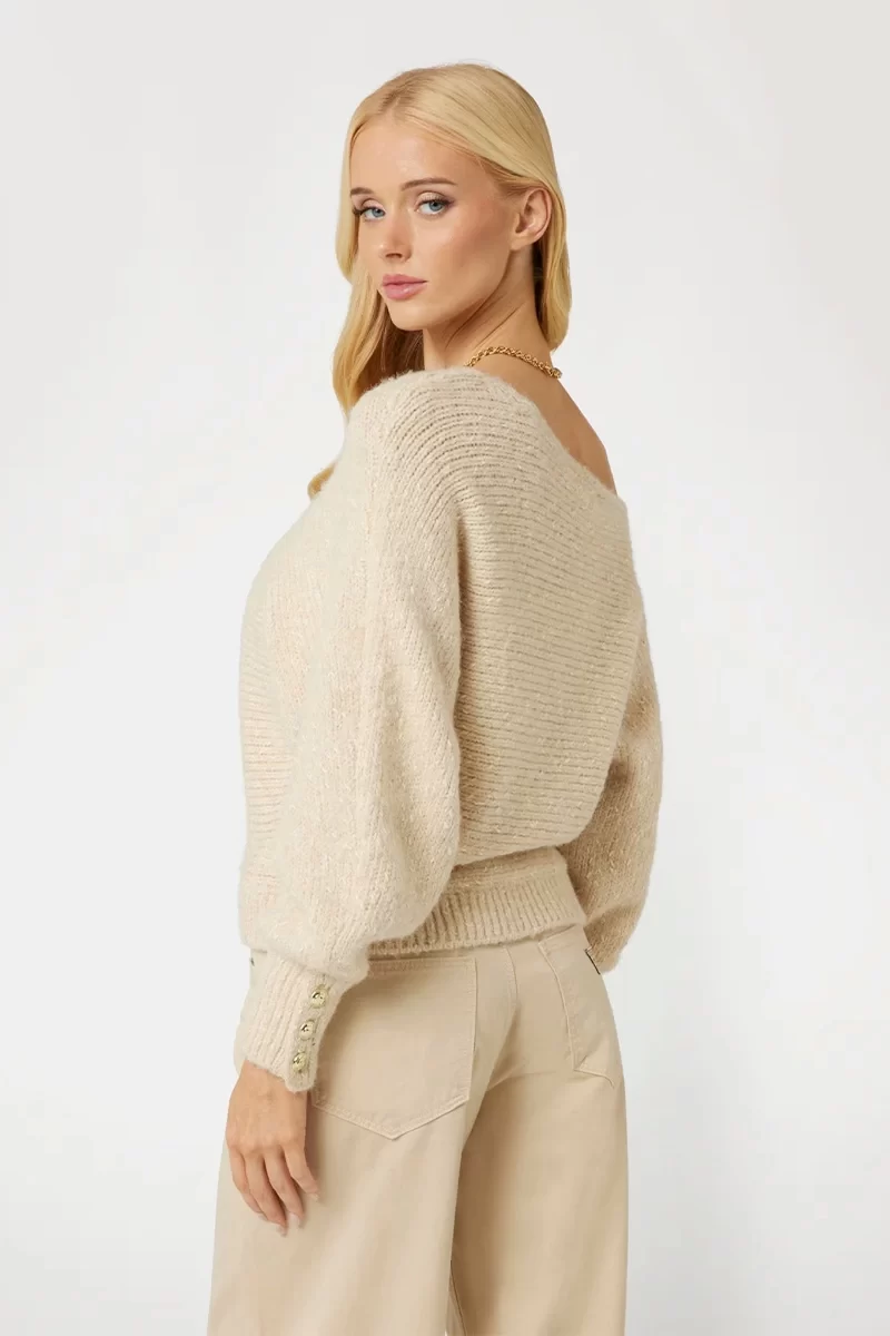 Guess Ls Off Shldr Isla Swtr Kadın Ekru Kazak W4BR67Z3JL0-F1CY