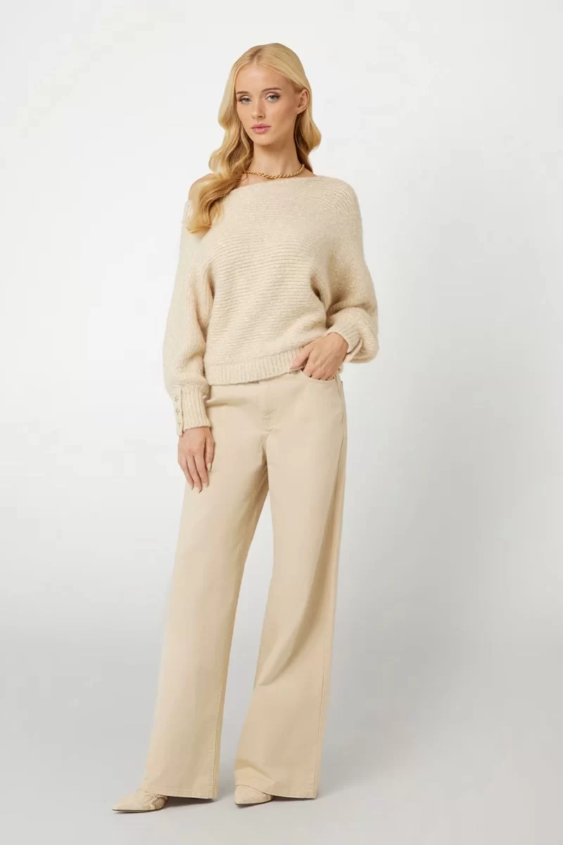 Guess Ls Off Shldr Isla Swtr Kadın Ekru Kazak W4BR67Z3JL0-F1CY
