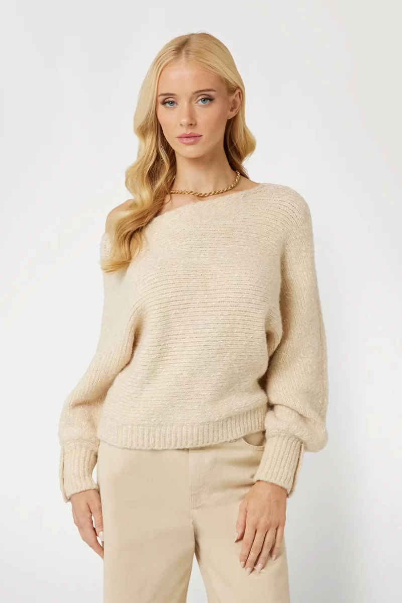 Guess Ls Off Shldr Isla Swtr Kadın Ekru Kazak W4BR67Z3JL0-F1CY