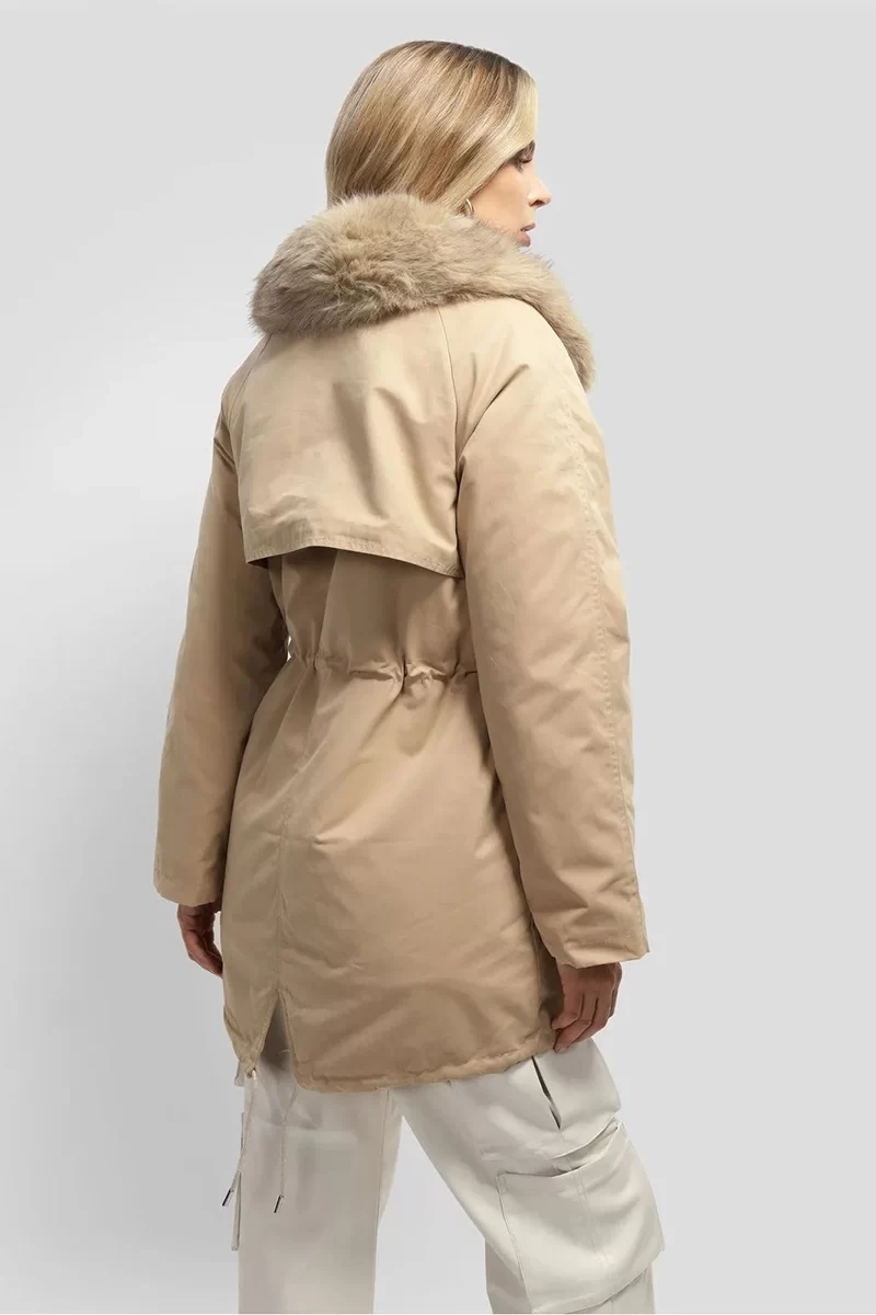 Guess Lucıe Parka Faux Fur Kadın Krem Mont W4BL45WGK30-G1FE