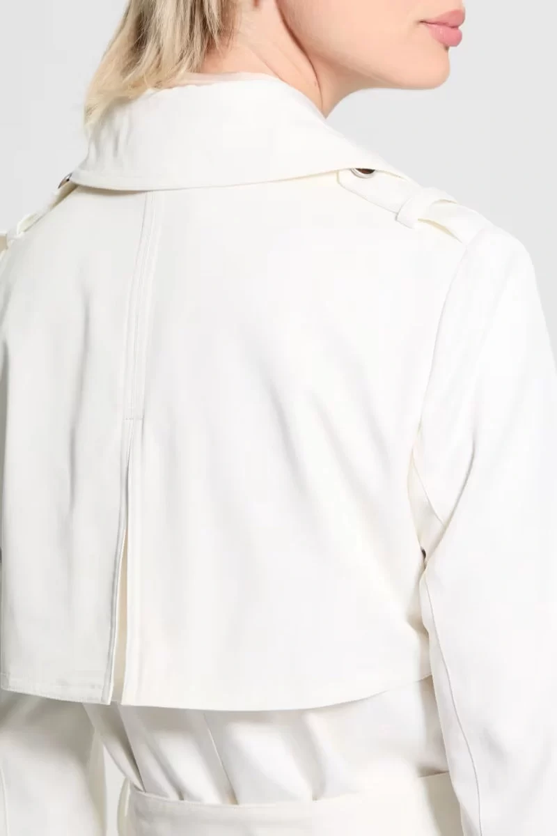 Guess Maya Unstructured Trench Kadın Beyaz Trençkot W5RL15WGYM2-G012