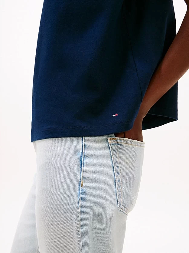 Tommy Hilfiger  Kadın  Mavi  Logolu T-Shirt