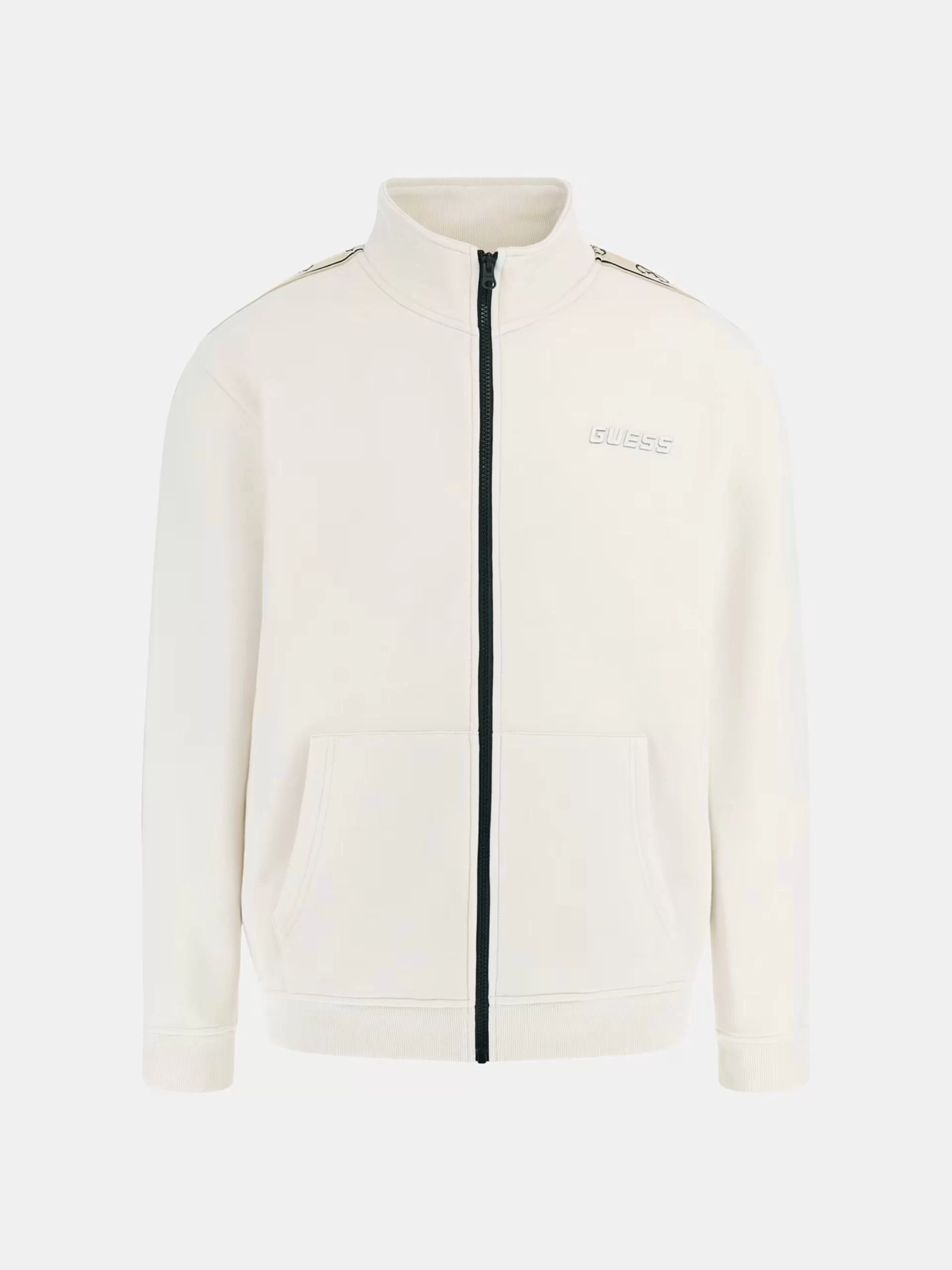 Guess Erkek Bej Yanları Logolu Fermuarlı Sweatshirt