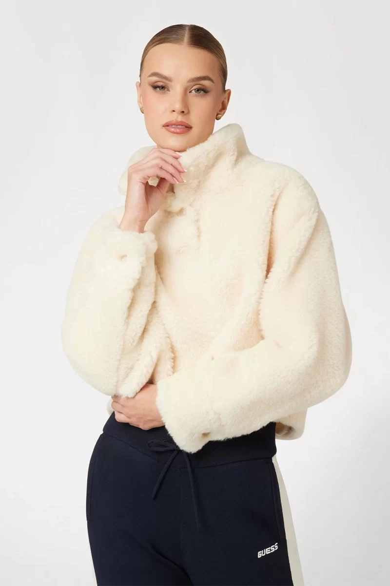 Guess Mıdge Sherpa Anorak Kadın Krem Sweatshirt V4BL05KCIP0-G1Z3