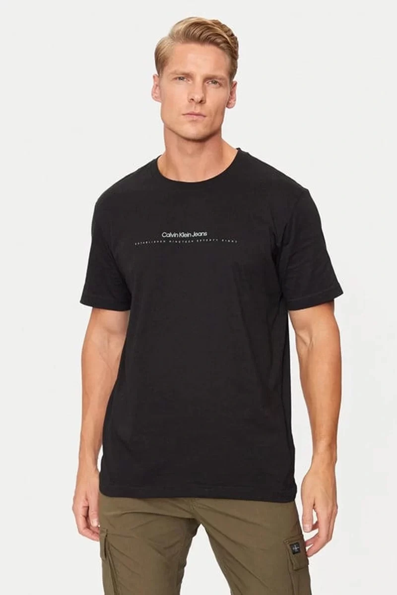 Calvin Klein Erkek Bisiket Yaka Siyah T-shirt