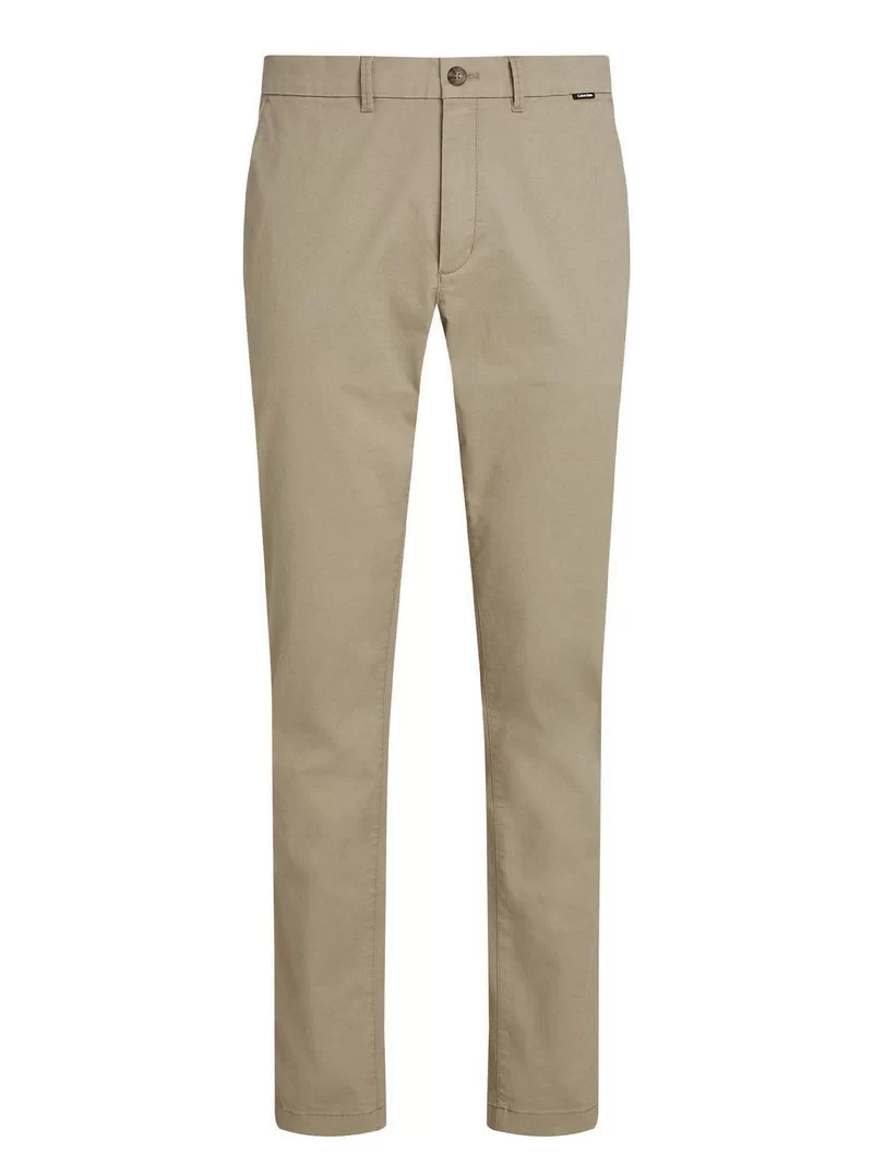 Calvin Klein Erkek  İnce Streç Twill Haki Chino Pantolon