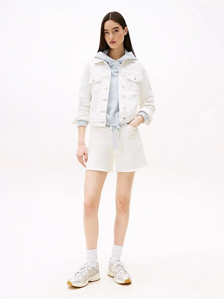 Tommy Hilfiger Kadın Beyaz Regular Denim Mom Şort