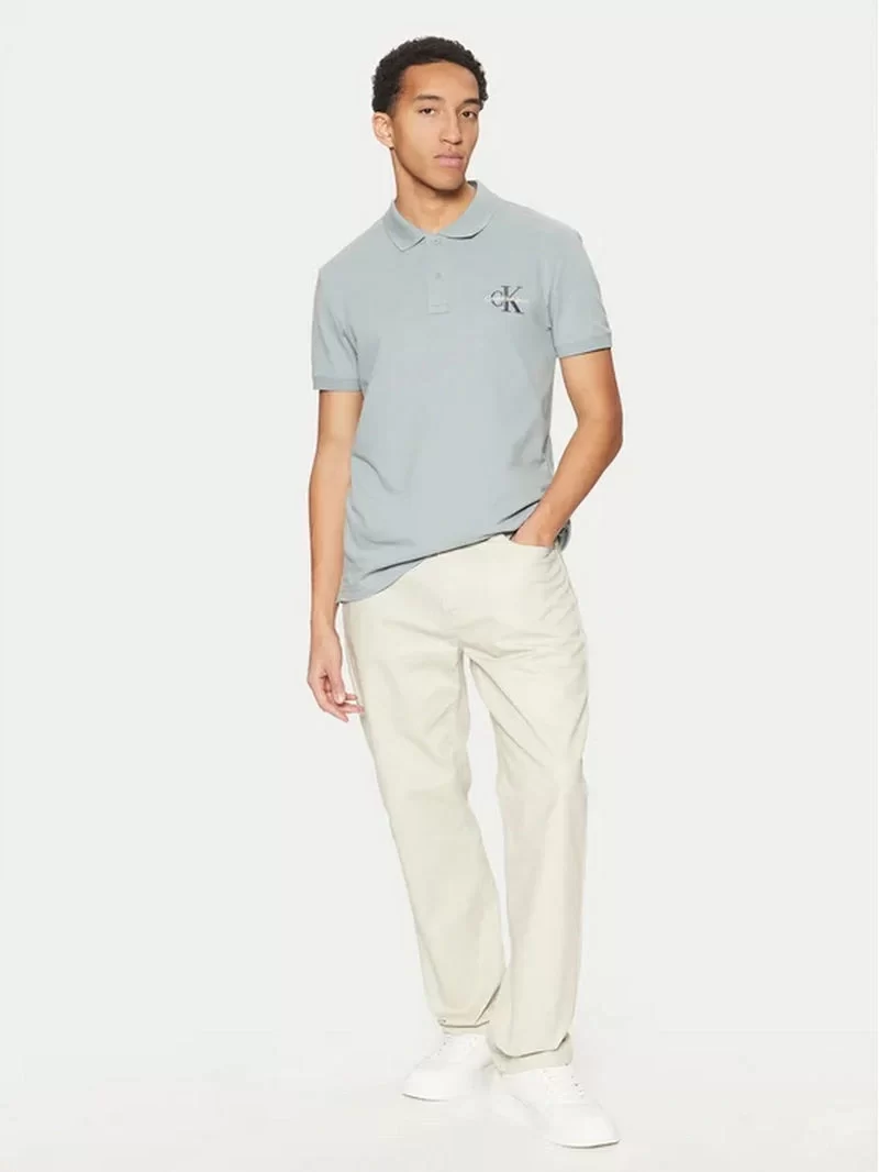 Calvin Klein  Erkek Polo Yaka Mavi T-shirt