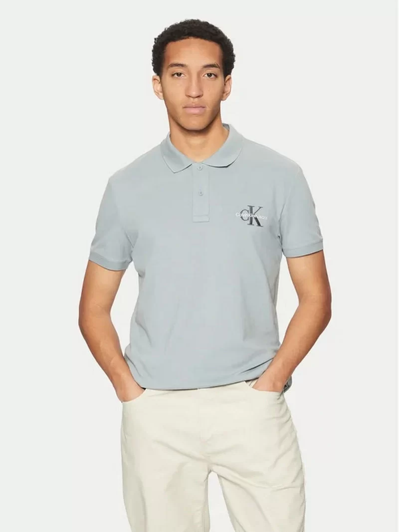 Calvin Klein  Erkek Polo Yaka Mavi T-shirt