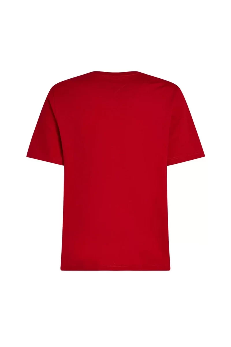 Tommy Hilfiger Erkek  Logolu Kırmızı T-Shirt