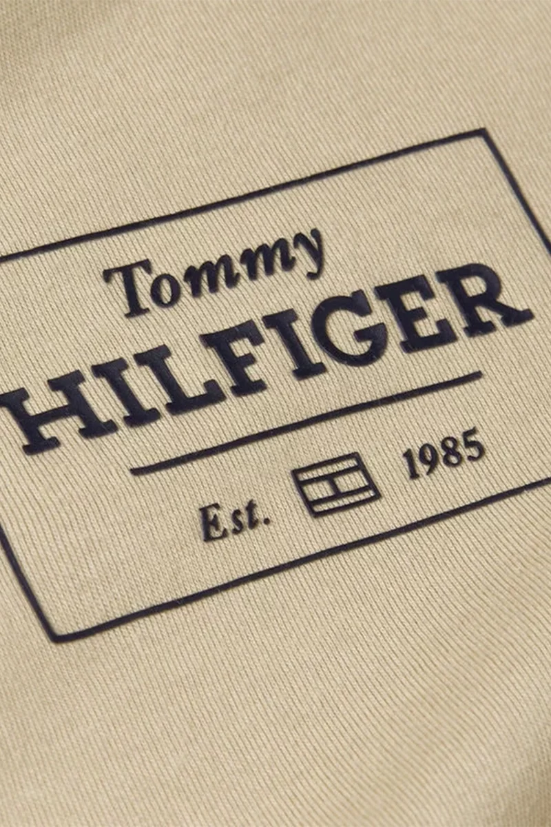 Tommy Hilfiger Erkek Logo Baskılı Bej T-Shirt