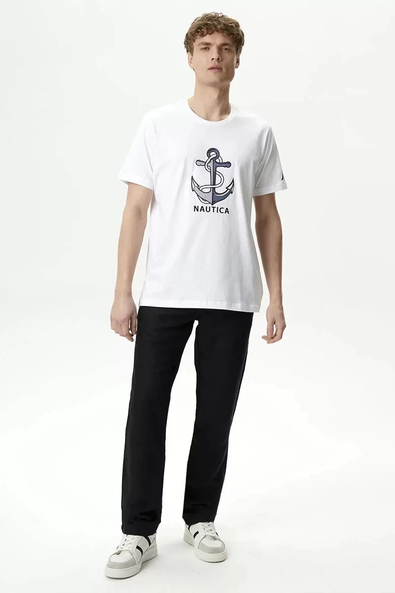 Nautıca  Erkek  Beyaz Standart  Fıt Kısa Kollu  T-Shirt