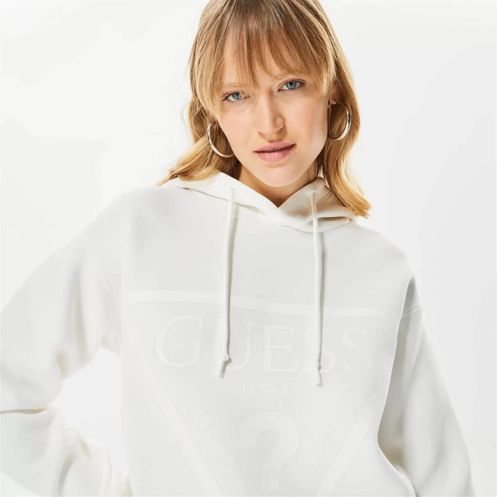 Guess New Alısa Hooded Sweatshırt Kadın Krem Sweatshirt V2YQ08K7UW2-G6K5