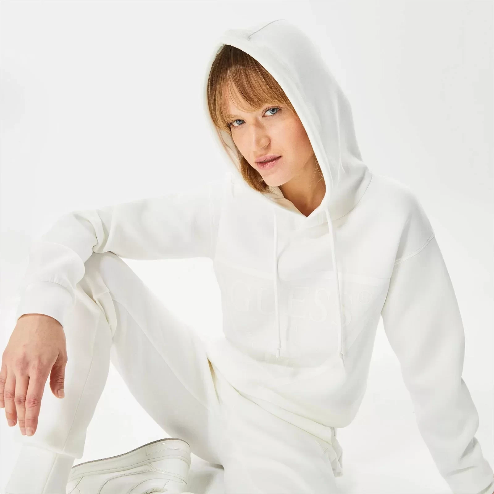 Guess New Alısa Hooded Sweatshırt Kadın Krem Sweatshirt V2YQ08K7UW2-G6K5