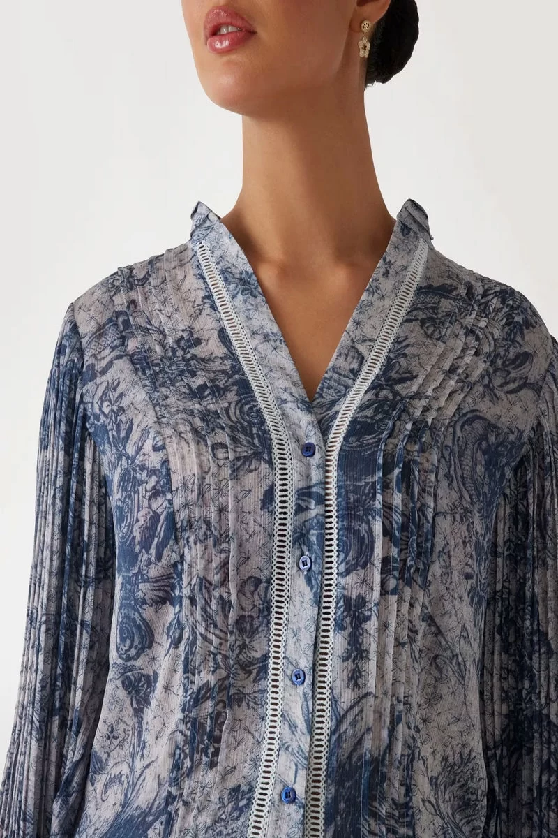 Guess New Josette Ls Top Kadın Mavi Gömlek W5RH16WDW82-P7VG