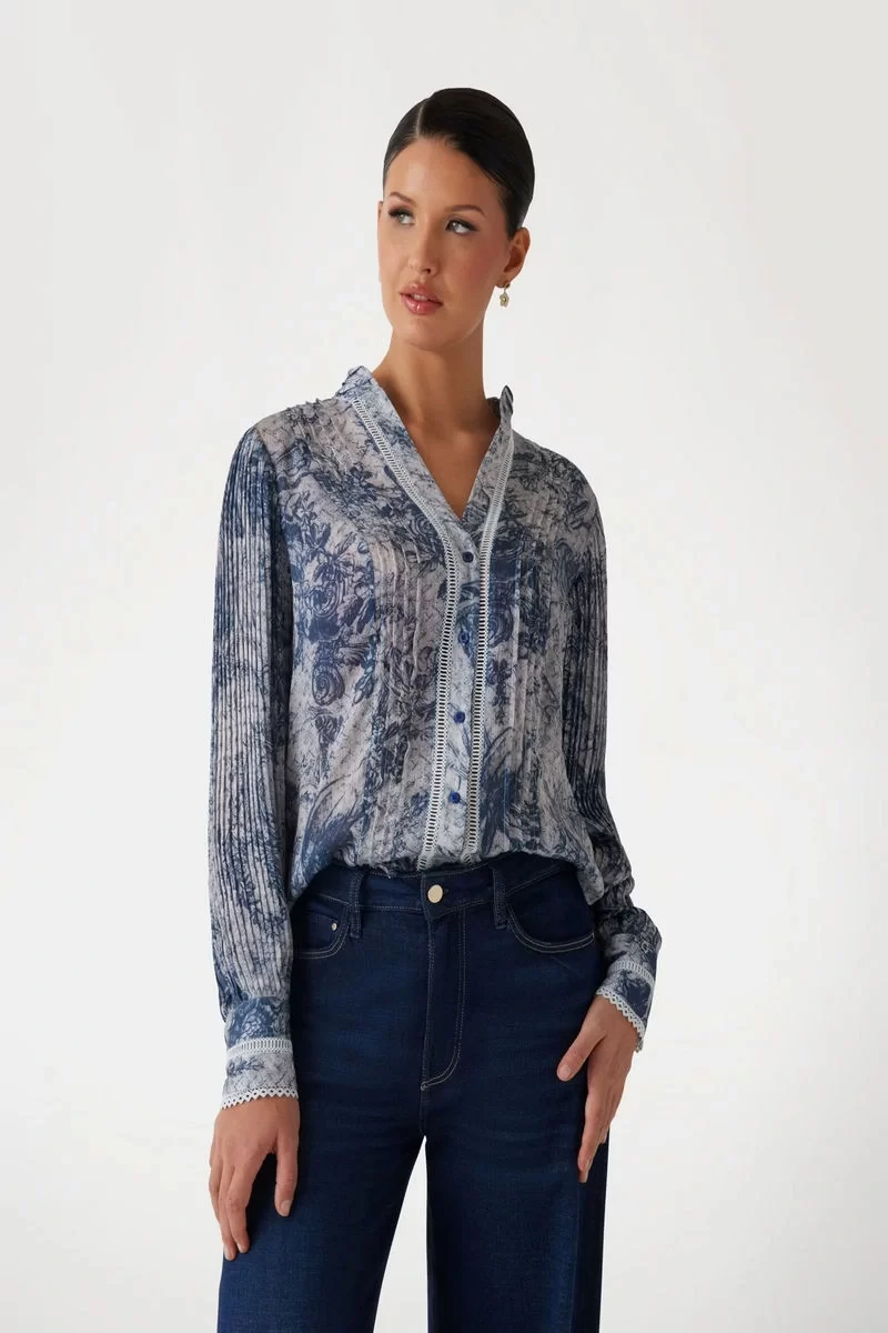 Guess New Josette Ls Top Kadın Mavi Gömlek W5RH16WDW82-P7VG