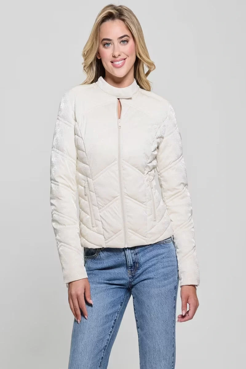 Guess New Vona Logo Jacket Kadın Beyaz Ceket W5RL00WGV30-G012