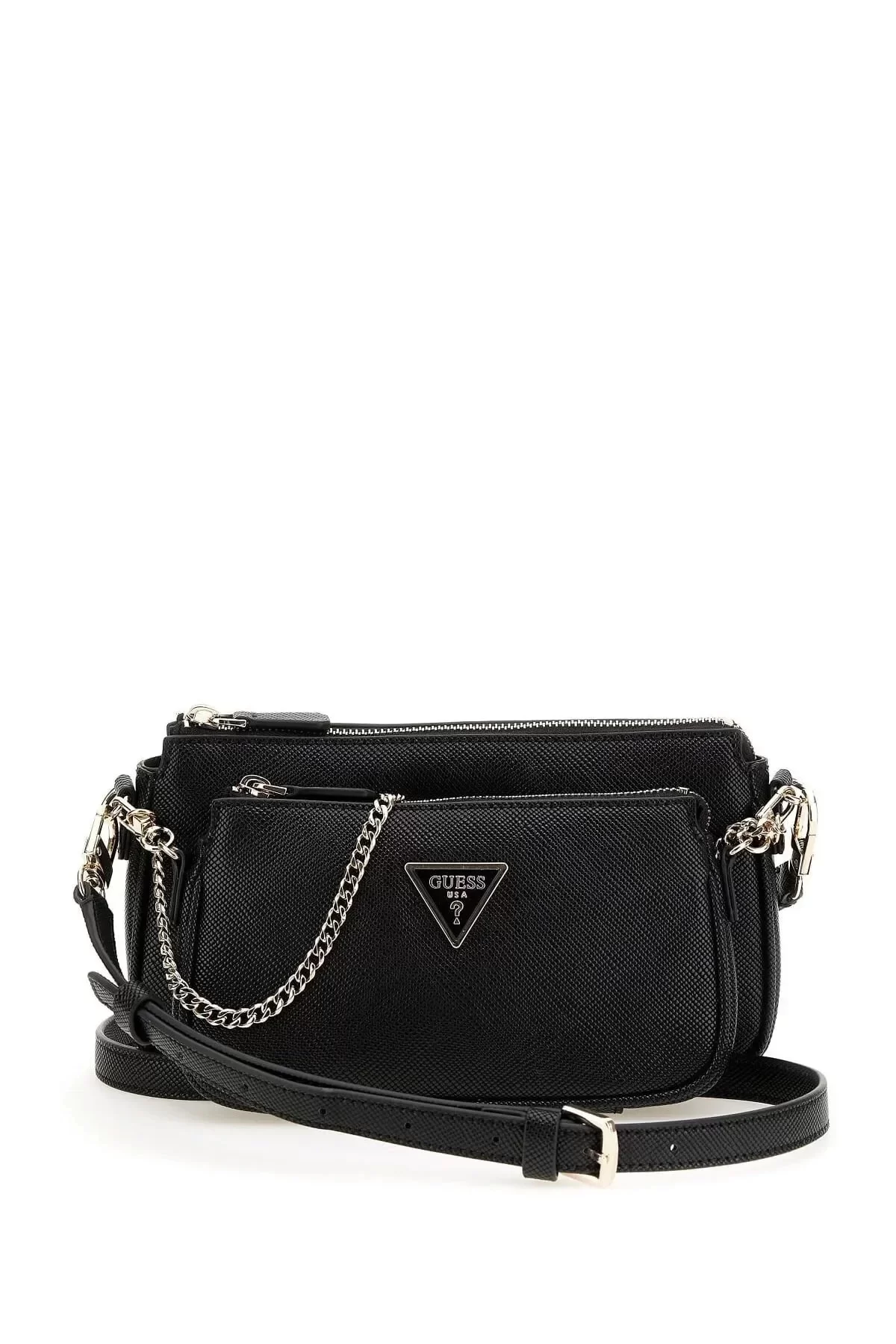 Guess Noelle Dbl Pouch Crossbody Kadın Siyah Mini Çanta HWZG7879710-BLA