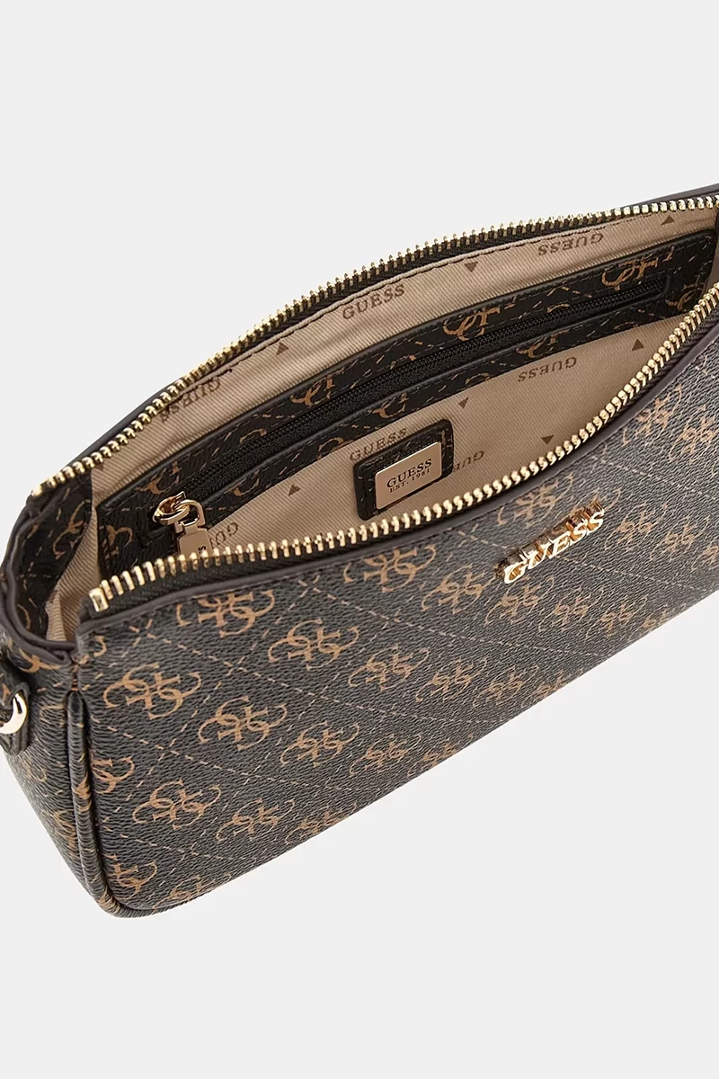 Guess Noelle Dbl Pouch Crossbody Kadın Kahverengi Mini Çanta HWQL7879710-BRO