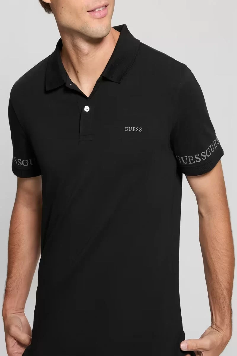 Guess Nolan Ss Polo Erkek Siyah T-Shirt M5RP66J1314-JBLK