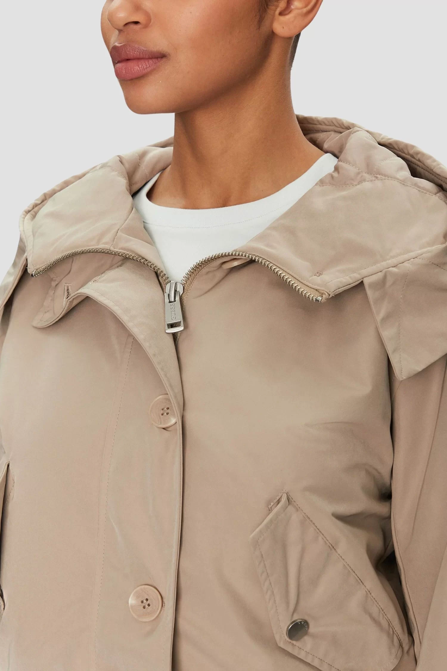 Guess Nora Cropped Parka Kadın Çok Renkli Mont W5RL13WGWD2-F9TF
