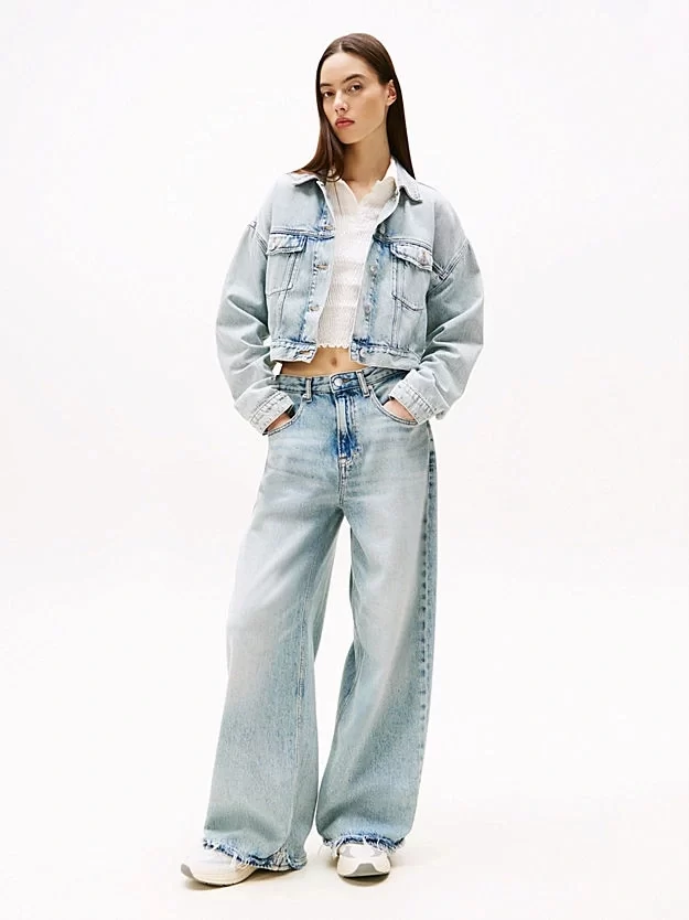 Tommy Jeans Kadın Açık Mavi Oversize Crop Denim Ceket