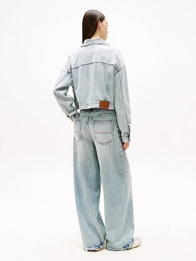 Tommy Jeans Kadın Açık Mavi Oversize Crop Denim Ceket