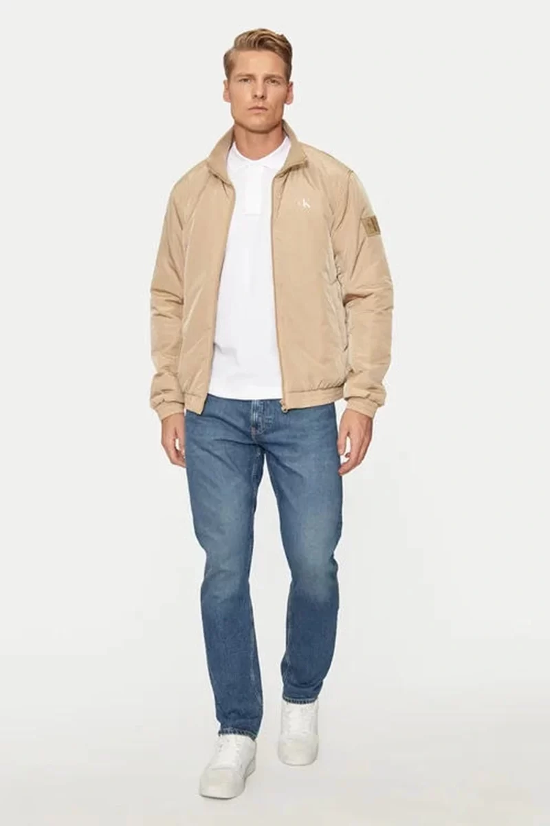 Calvin Klein Erkek Fermuarlı Bej Bomber Ceket