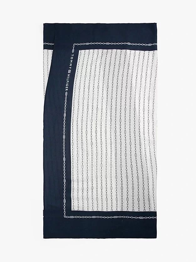 Tommy Hilfiger Kadın Lacivert Logolu Plaj Pareosu