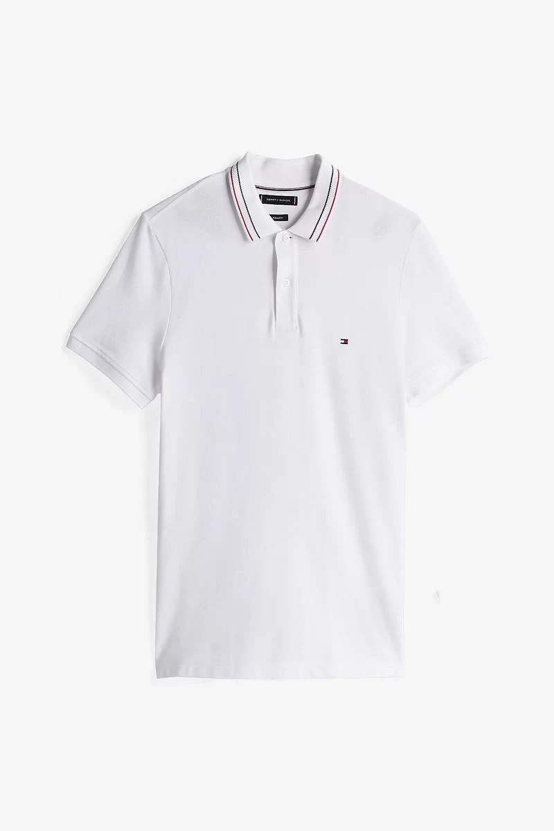 Tommy Hilfiger Erkek  Beyaz Regular    Yaka Polo  T-Shirt