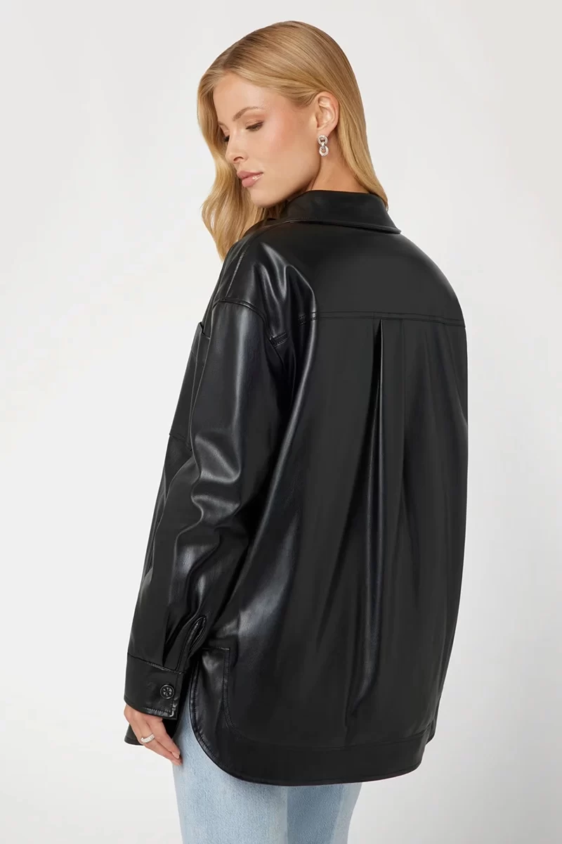 Guess Pu Mareva Shacket Kadın Siyah Ceket W4YL22WF8Q0-JBLK