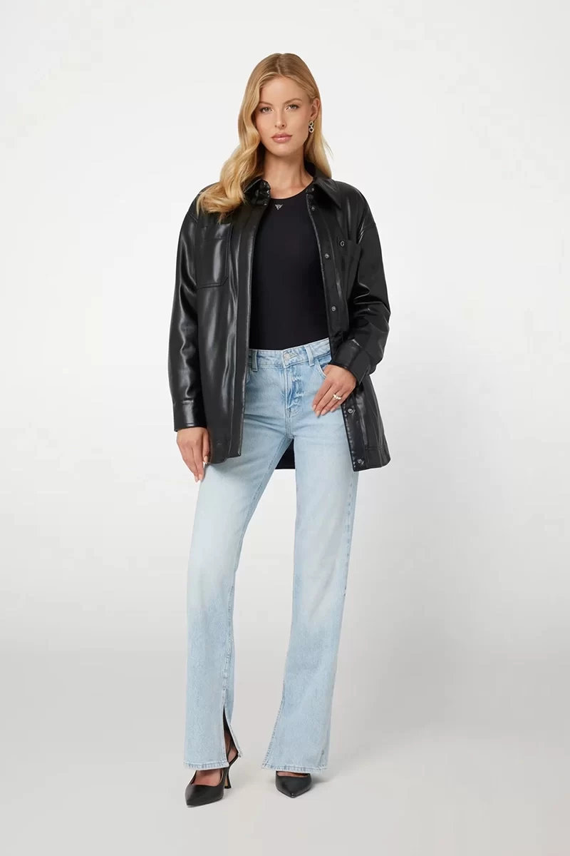 Guess Pu Mareva Shacket Kadın Siyah Ceket W4YL22WF8Q0-JBLK