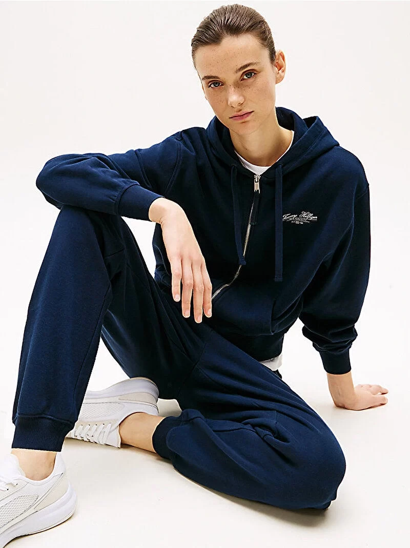 Tommy Hilfiger Kadın Logolu Fermuarlı Sweatshirt