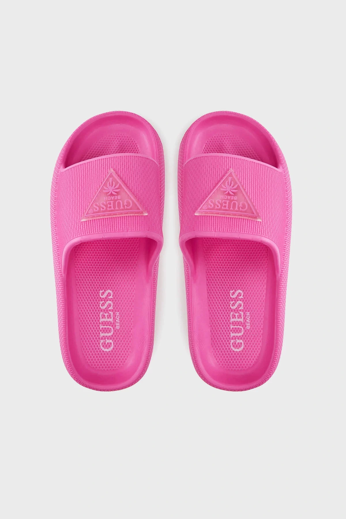 Guess Kadın Pembe Logolu Kauçuk Plaj Terliği