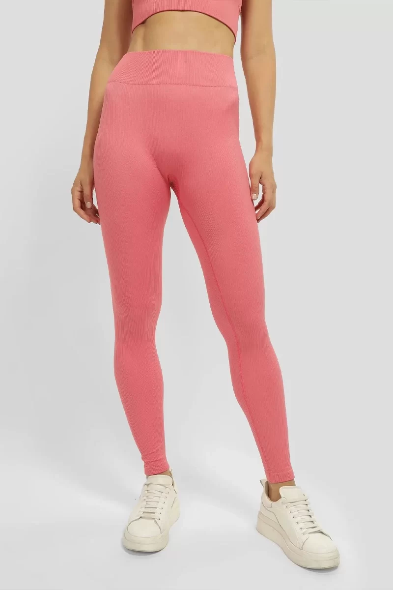 Guess Sara Rıb-Seamless Leggıngs 4/4 Kadın Pembe Tayt V4YB00Z3F90-G65P