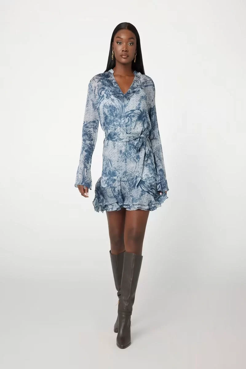 Guess Sıbılla Ls Belt Dress Kadın Mavi Elbise W5RK35WDW82-P7VG