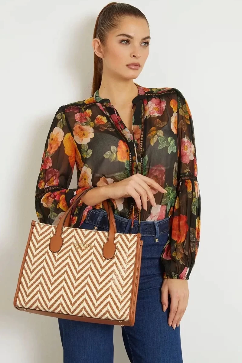 Guess Sılvana 2 Compartment Tote Kadın Kahverengi El Çantası HWCV8665220-COG