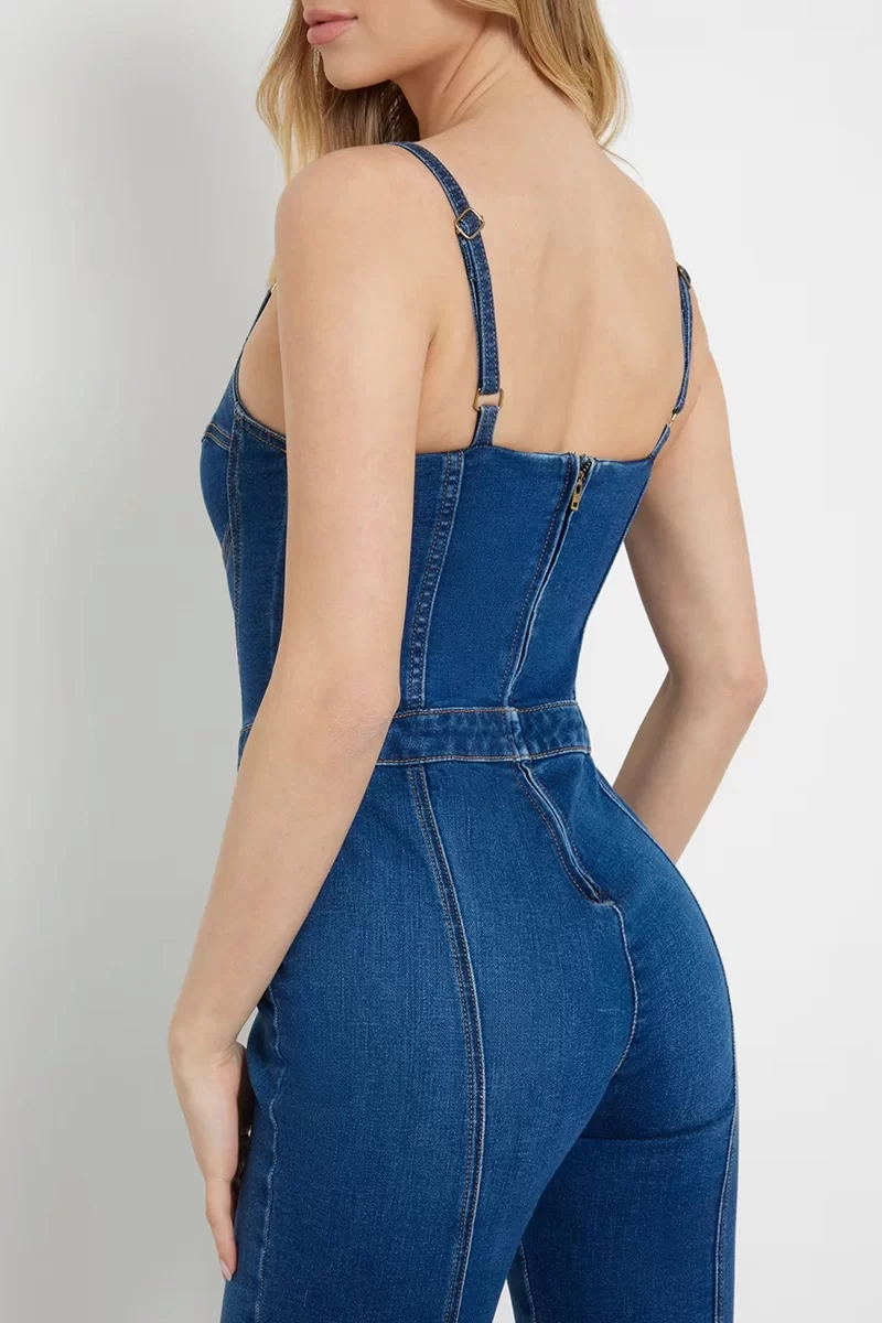 Guess Kadın Kalp Yaka Skinny Jean Mavi Tulum