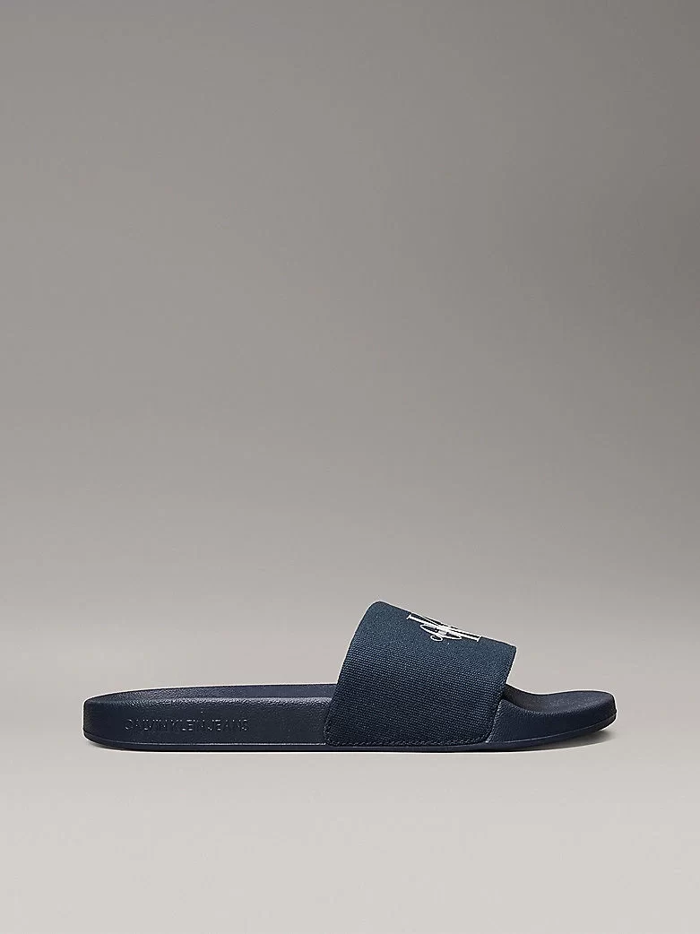 Calvin Klein Kadın Lacivert Canvas Logolu Terlik
