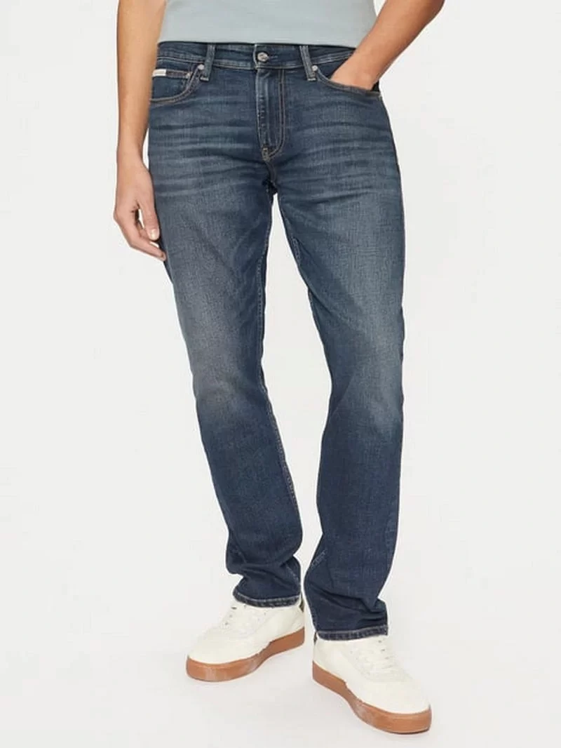 Calvin Klein Erkek  Normal Paça Denim Mavi Kot Pantolon