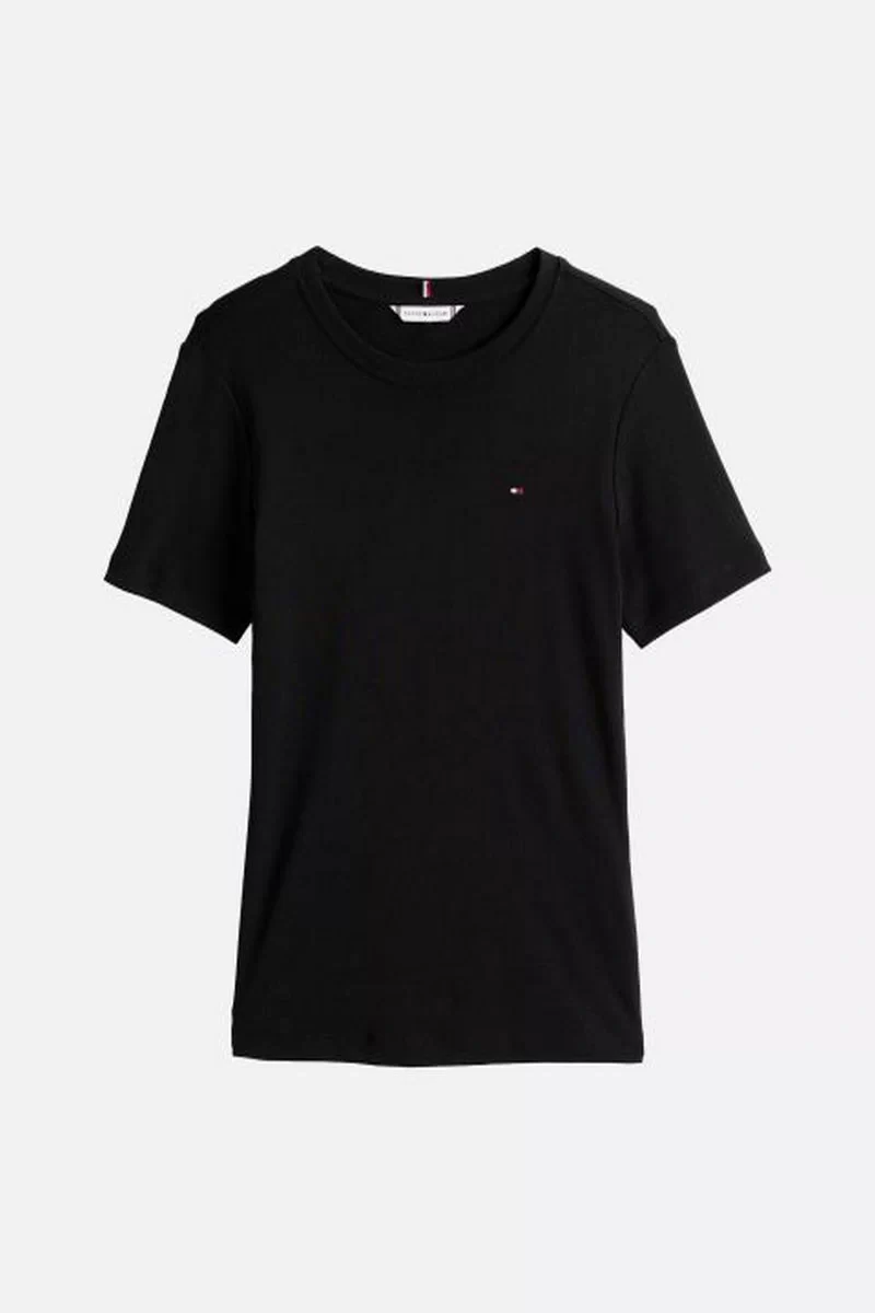 Tommy Hilfiger Kadın  Siyah Yuvarlak  Yaka  Slim T-Shirt