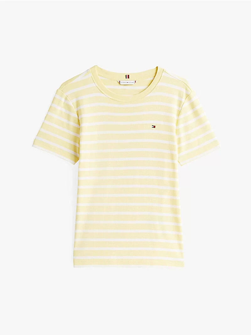 Tommy Hilfiger Kadın Sarı Slim Fit Kısa Kollu Tişört